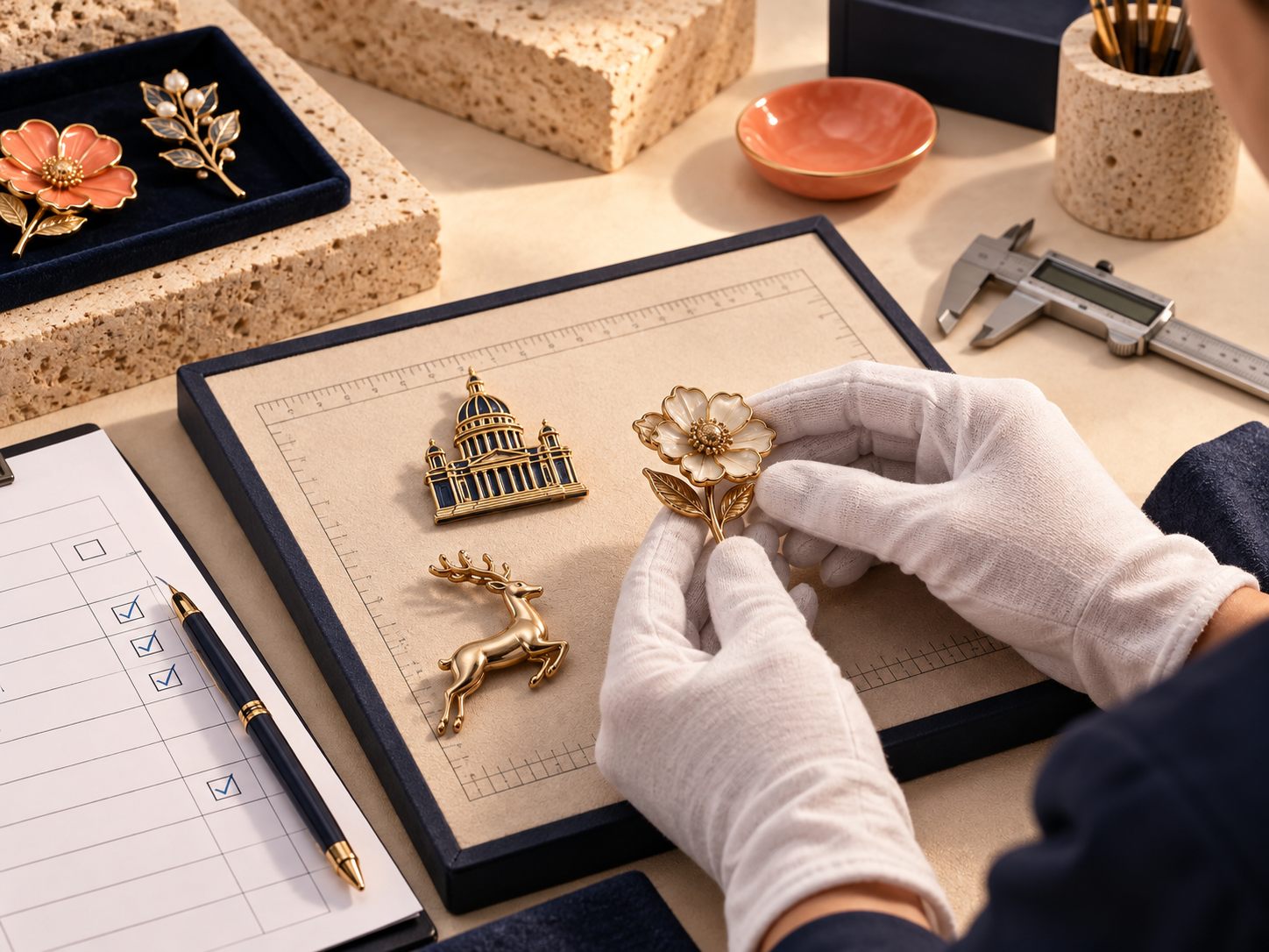 Brooches quality inspection