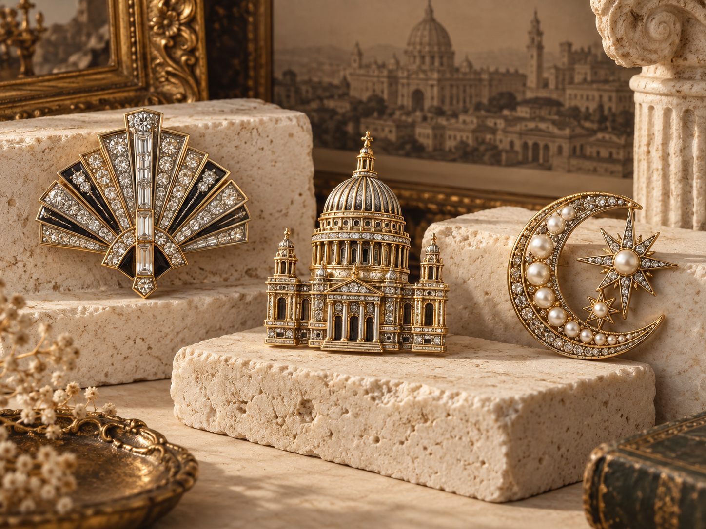 Vintage and architectural statement brooch collection