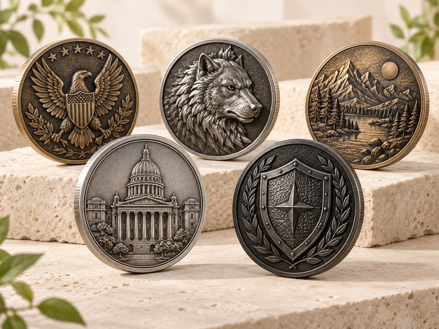 3D sculpted challenge coin with deep relief
