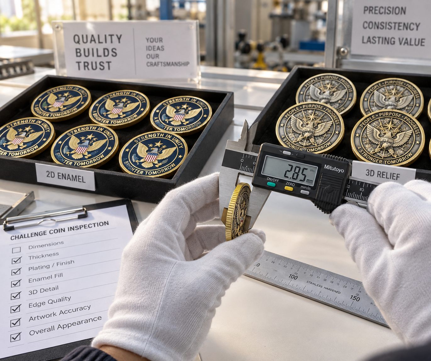 Medal and coin quality inspection capability