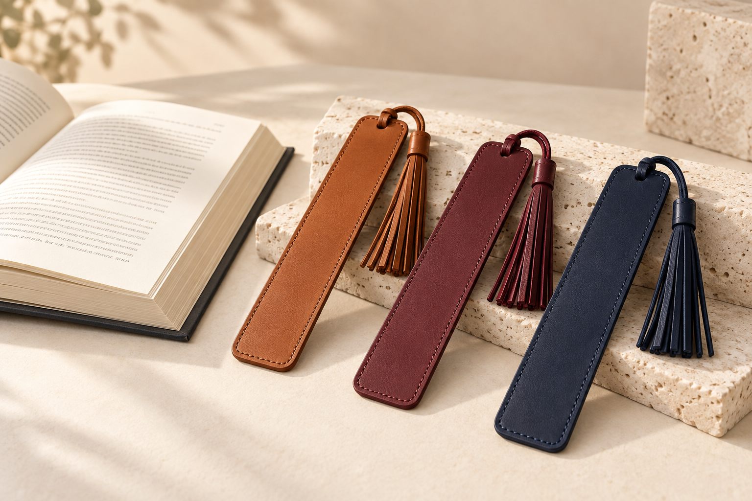 Leather bookmark with tassel