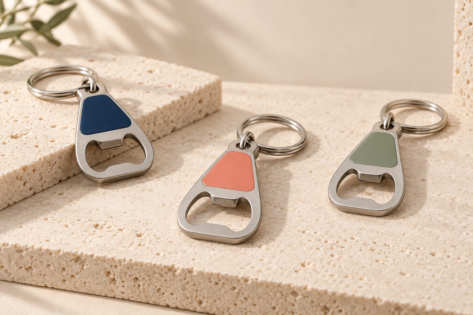 Mini stainless bottle opener with key ring