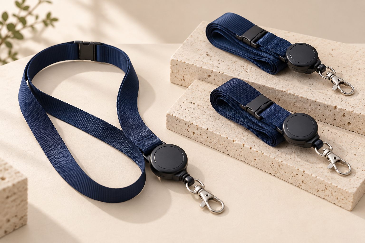 Nylon lanyard with badge reel and breakaway clasp