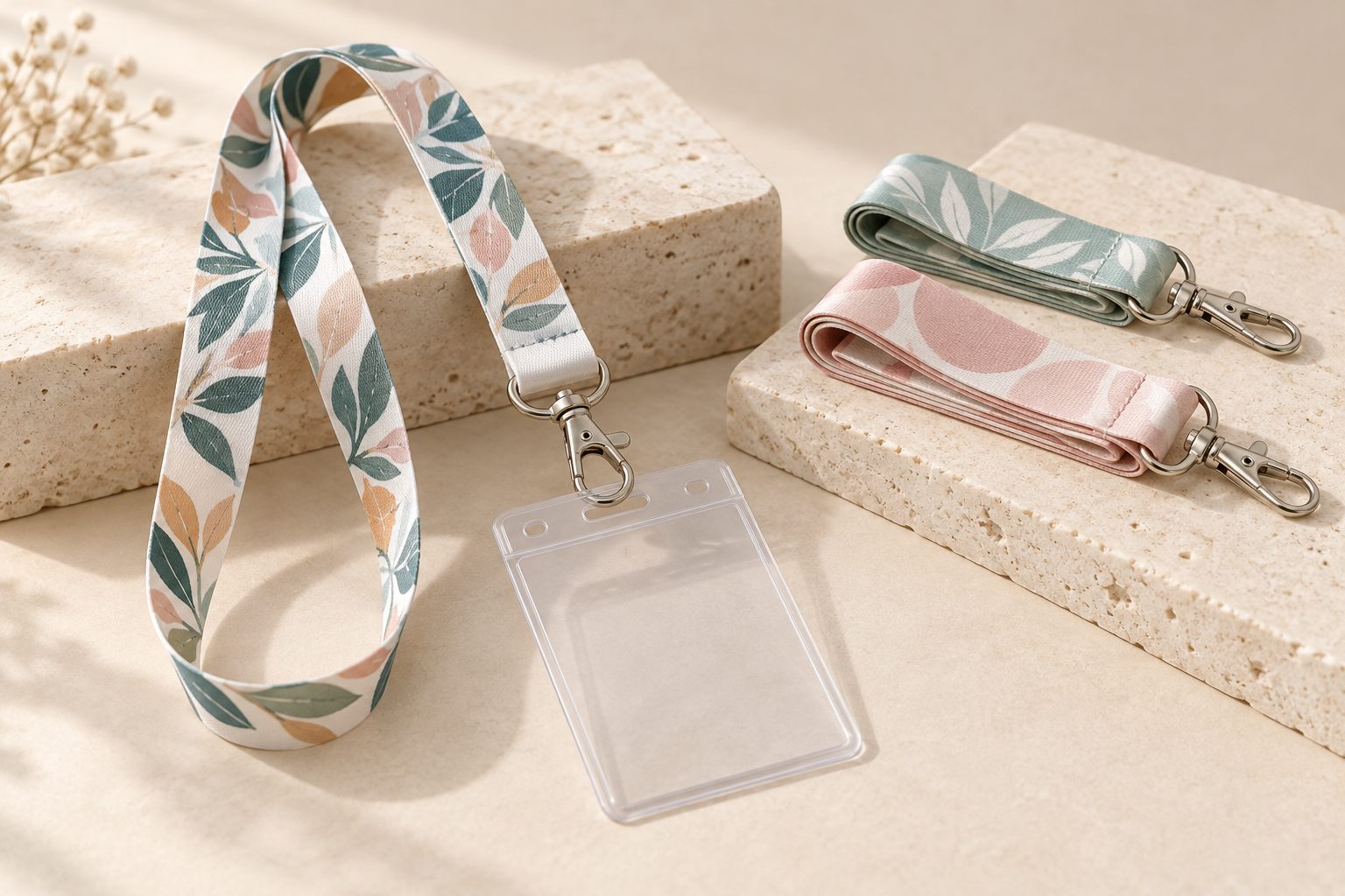 Custom printed polyester lanyard with badge holder