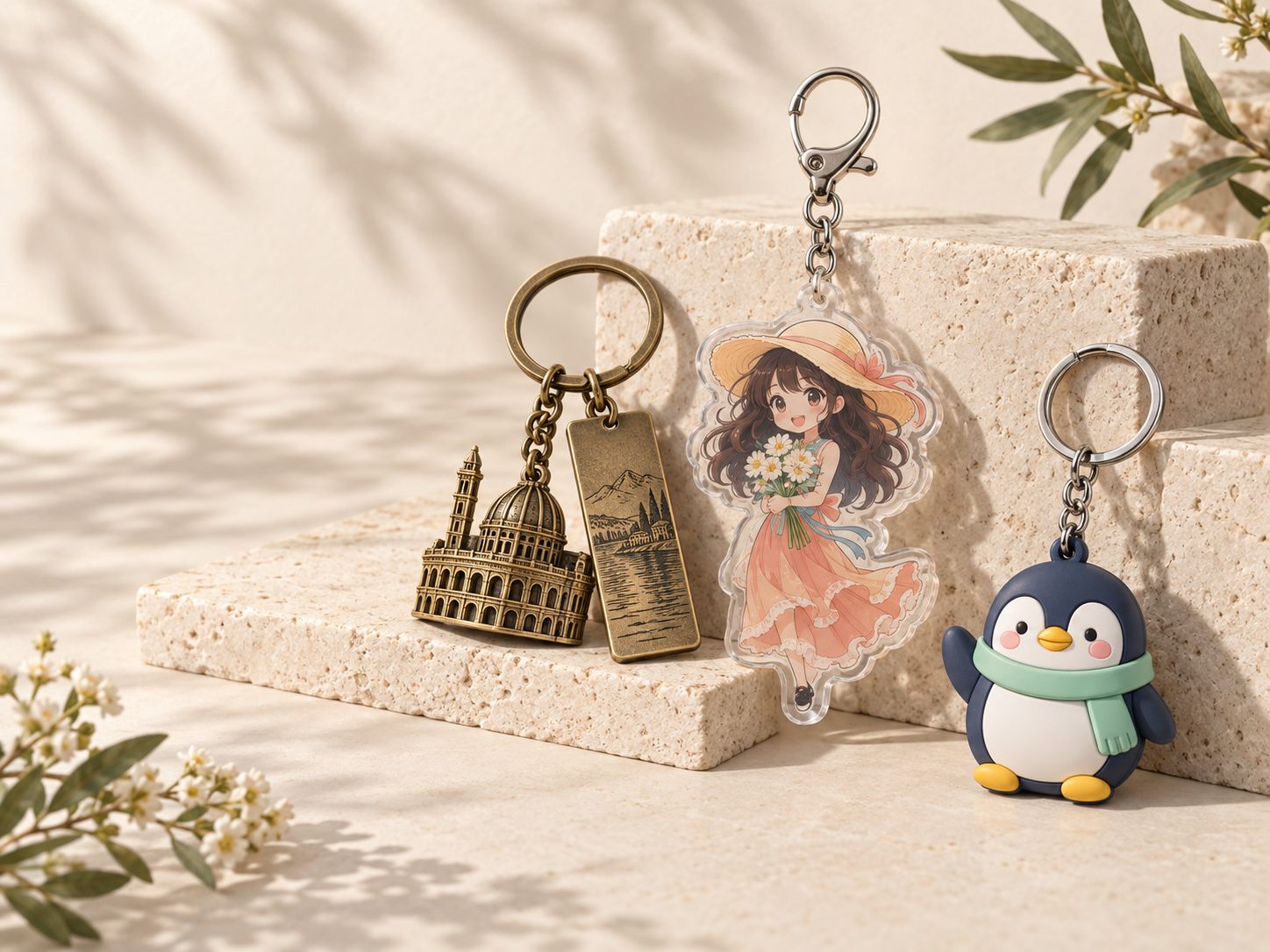 Metal acrylic and soft PVC keychain collection