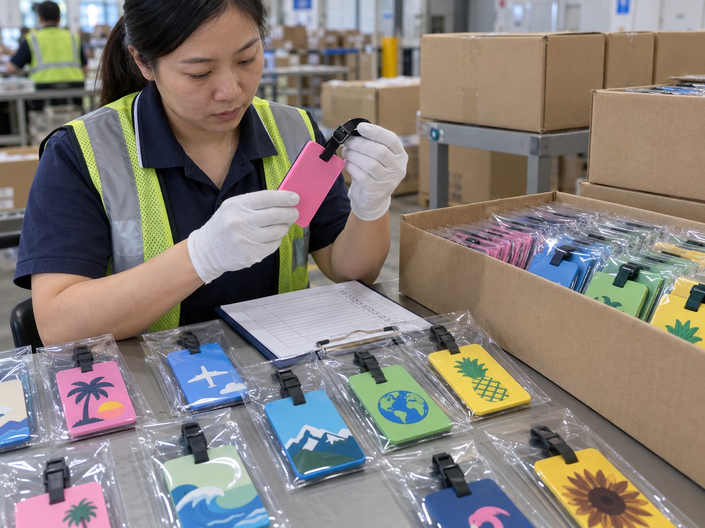 Pre-shipment inspection of PVC luggage tags