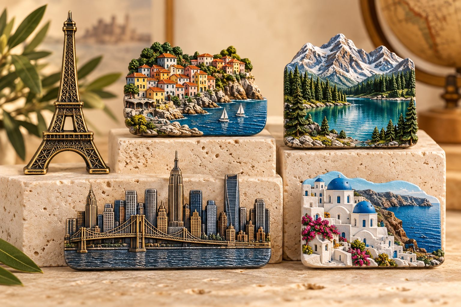 Destination and landmark fridge magnet assortment