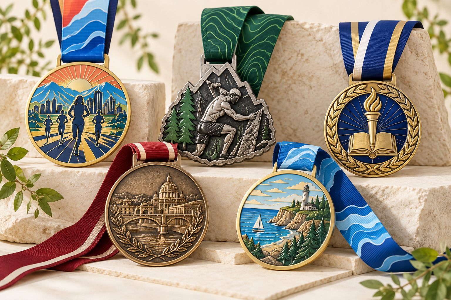 Custom die-struck sports medal with ribbon