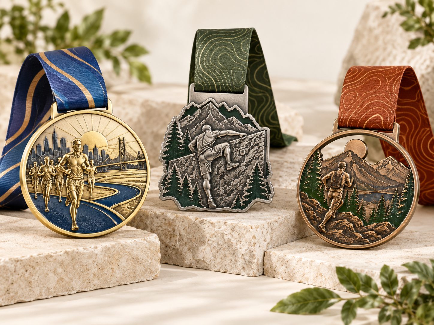 Custom die-struck sports medal with ribbon
