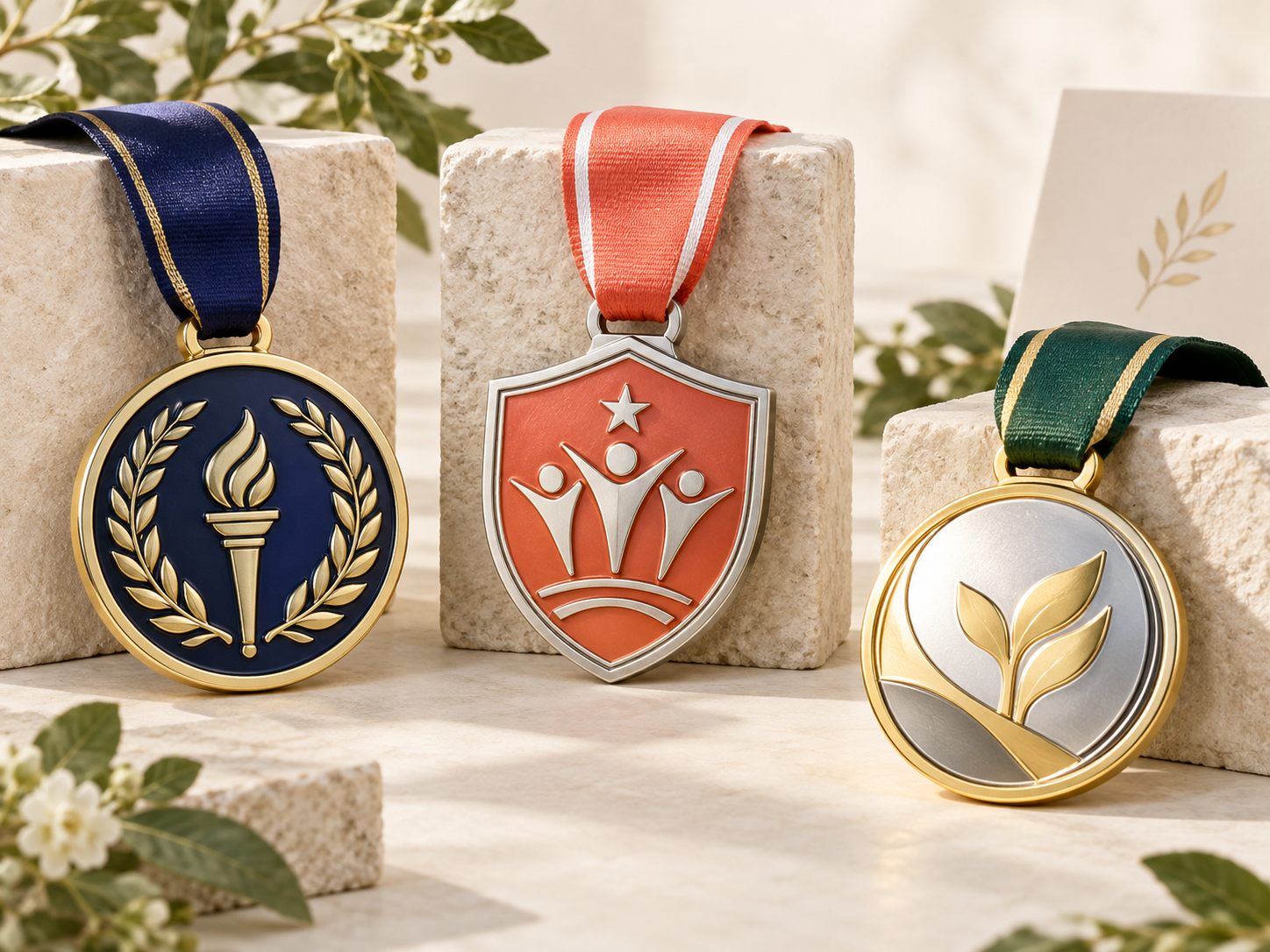 Custom antique finish medal with ribbon
