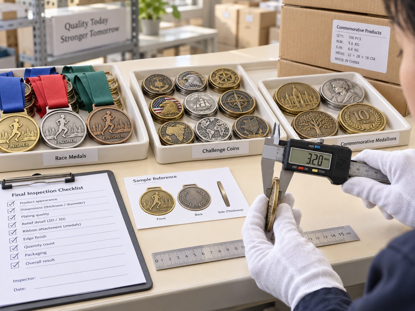 Medal and coin quality inspection capability