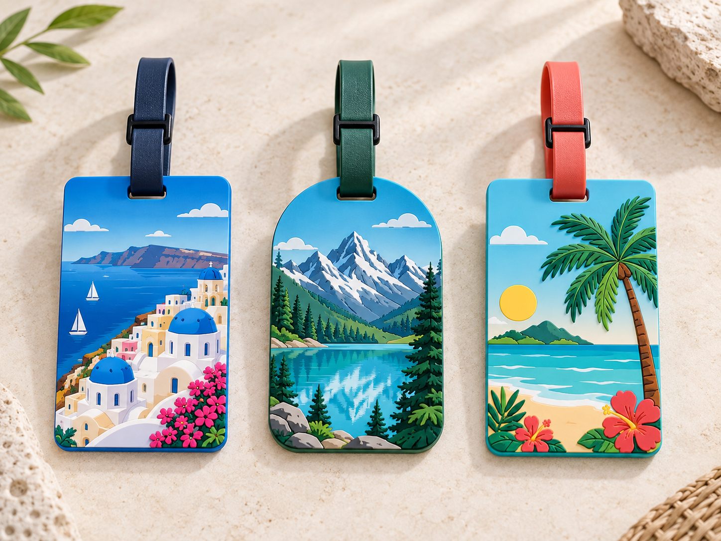Printed destination PVC luggage tag assortment