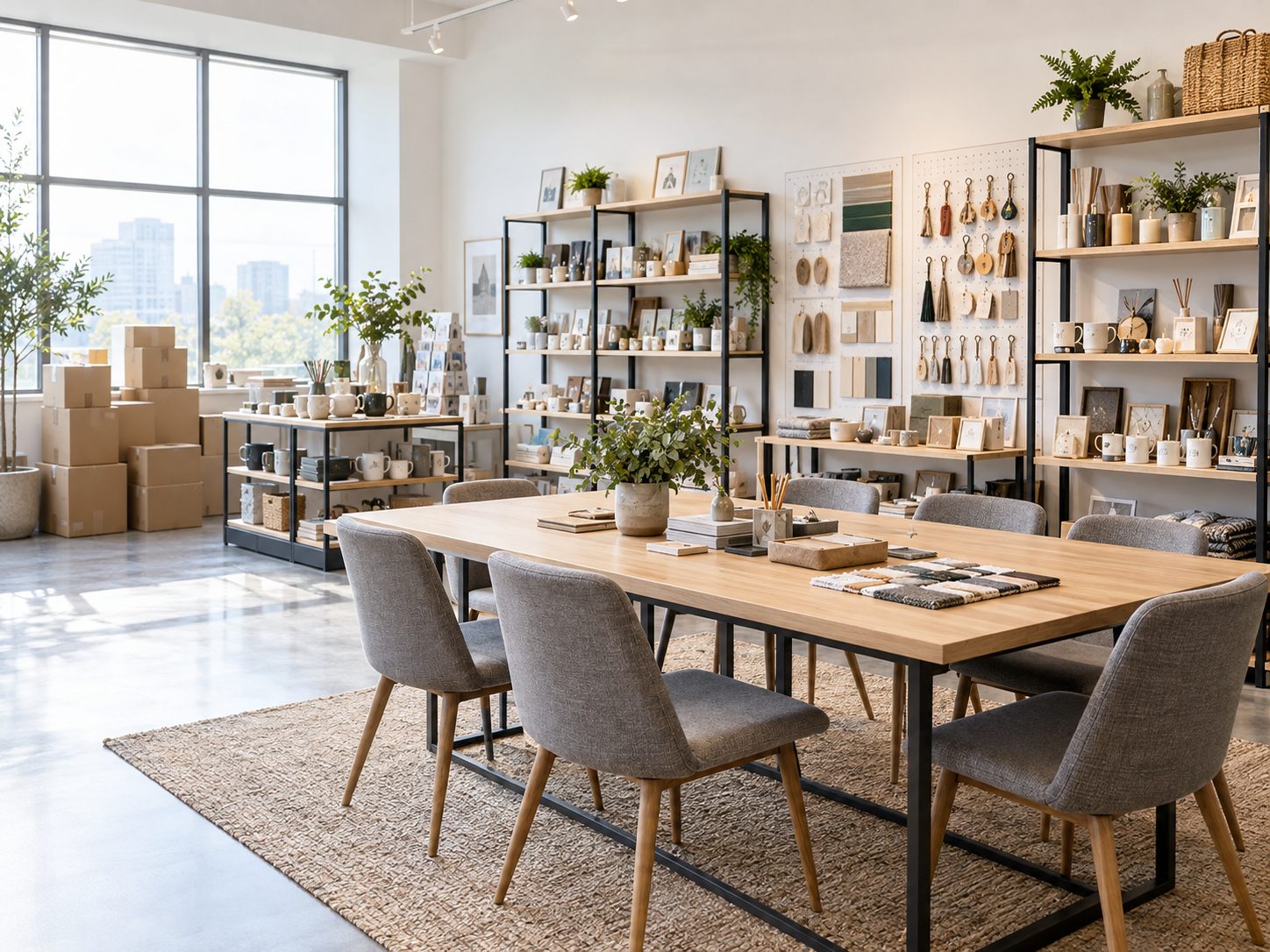 Wholesale accessory showroom with coordinated functional gift products