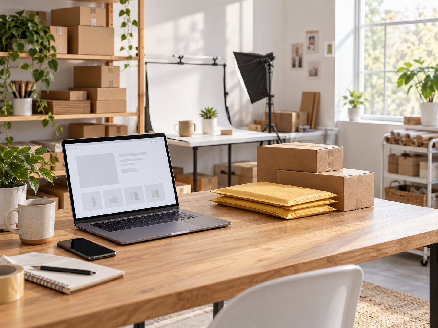 Online seller product photography and fulfilment setup